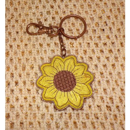 YELLOW SUNFLOWER COPPER COLOR KEYCHAIN