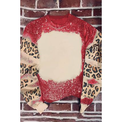 Red Tie Dye Leopard Drop Shoulder Sweatshirt