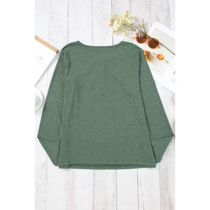 Mist Green Long Sleeve Snap Button Henley Top