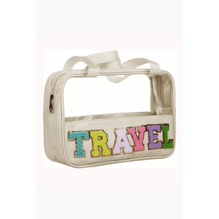 Parchment TRAVEL Chenille Letter Clear PVC Makeup Bag