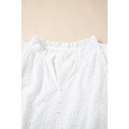 White Broderie Anglaise Ruffle Short Sleeve Blouse