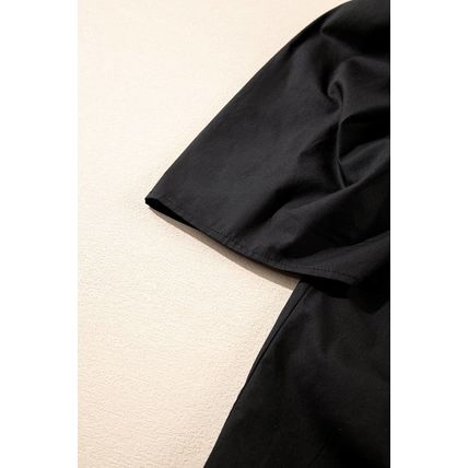 Black Frilly Puff Sleeve Stylish Collared Shirt