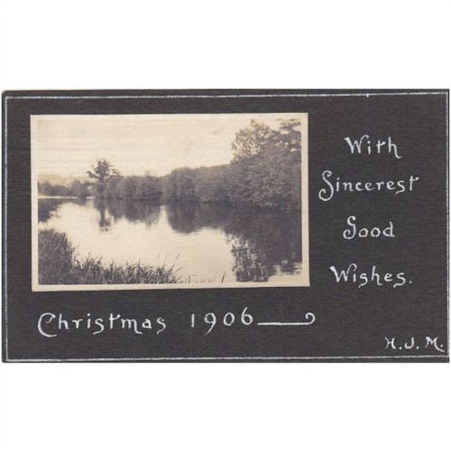 Christmas 1906 Good Wishes Postcard thought to be handmade gre1353