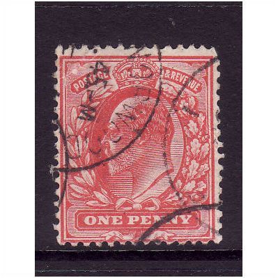 GREAT BRITAIN 1902 SG 219 1d SCARLET FINE USED #3