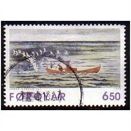 1996 Faroe Islands Sc# 308 used - Graphic Art (fisherman) 6.50k