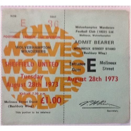 Wolverhampton Wanderers v Sheffield Utd 1973/74 Division 1 Football Ticket Stub