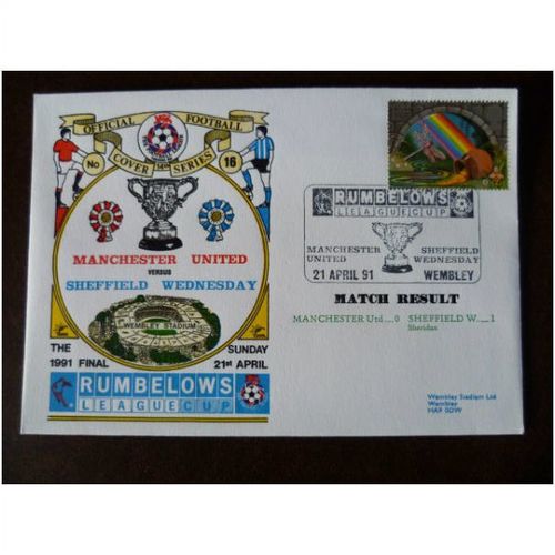 1991 Manchester United v Sheffield Wednesday Dawn Football Cover No 16 stamp