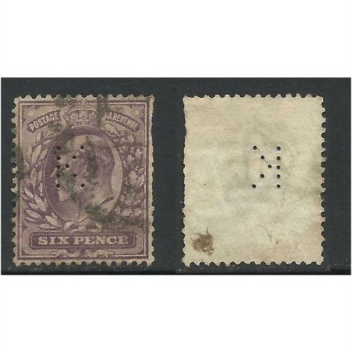 GB 1902 - 11 KEV11 6d Purple Perfins K Wmk 49.(1249 )