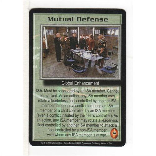 CCG - BABYLON 5 - WHEEL OF FIRE - MUTUAL DEFENCE (2000) RARE