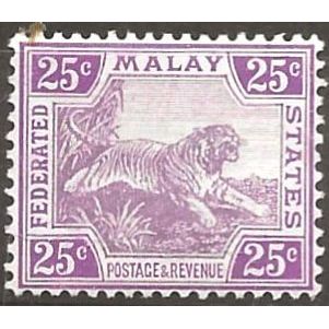 Federated Malay States 1929 SG70 25c Purple & Bright Magenta Mounted Mint ..
