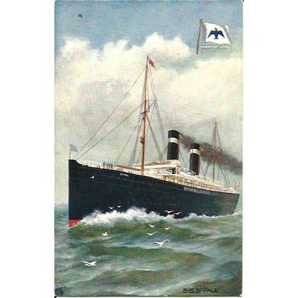 American Line SS ST PAUL Tuck Oilette Postcard (9140)