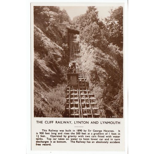 The Cliff Railway Lynton and Lynmouth Devon RP Postcard 3937