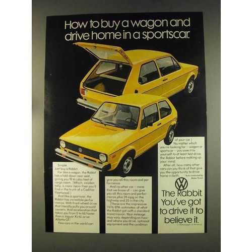 1976 Volkswagen Rabbit Ad - Drive Home a Sports Car