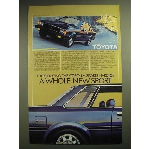 1981 1/2 Toyota Corolla Sports Hardtop Ad - A Whole New Sport