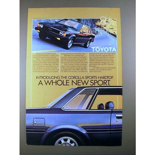 1981 1/2 Toyota Corolla Sports Hardtop Car Ad!