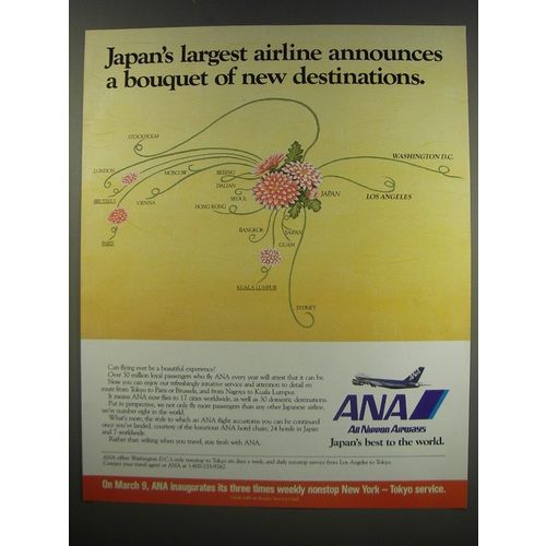 1991 ANA All Nippon Airways Ad - Japan's largest airline announces a bouquet