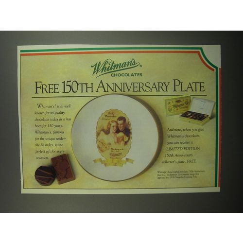 1991 Whitman's Chocolates Ad - 150th anniversary plate