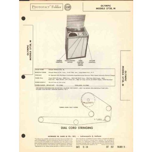 OLYMPIC model 572B 572M AM FM radio phono Sams Photofact manual