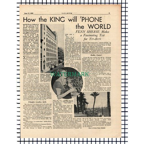 X1501) Faraday Building London Post Office Telephone - 1933 Article