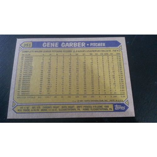 1987 Topps Card # 351 Gene Garber Excellent-Mint (6) Atlanta Braves