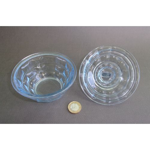 Art Deco German Walther & Sohne "Mary" Powder Bowl in Blue Glass.