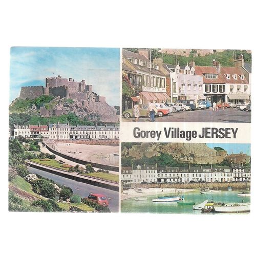multiview, GOREY VILLAGE, JERSEY used postcard ny N>P>O> 1974 postmark #