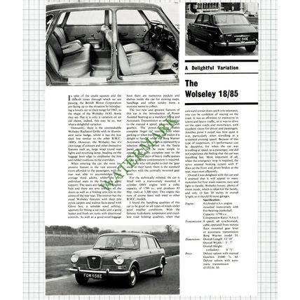 9708) Wolseley 18/85 Car Review - 1967 Cutting