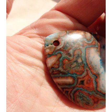 D Blue Crazy Lace Agate Gemstone Tear Drop Flat Back 1.875x1.50 Altar Energy