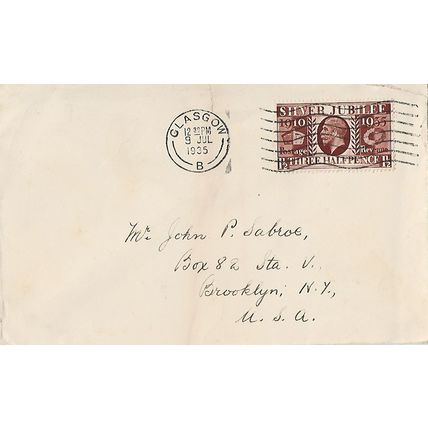 GB 1935 cover to USA with 1 & half d Jubilee