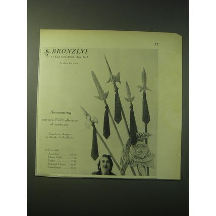 1948 Bronzini Brooke Cadwallader Ties Ad - Austerlitz, Monte Vella, Eaglet