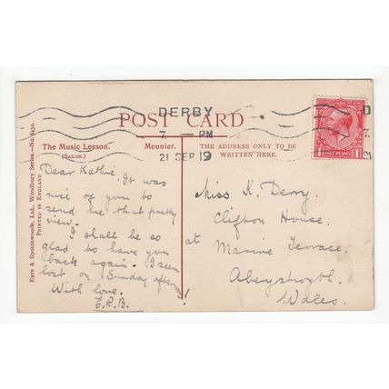The Music Lesson Piano 1919 Art Postcard Woodbury Series 6431
