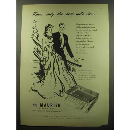 1949 Du Maurier Cigarettes Ad - When only the best will do
