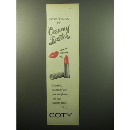 1950 Coty Creamy Lipstick Advertisement