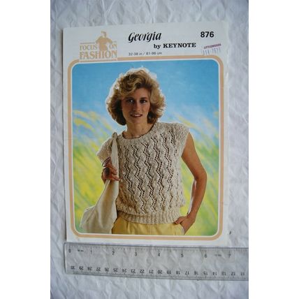 Vintage: Keynote 876 lady's short sleeved sweater, DK, 32-38 inch, 81-96 cm