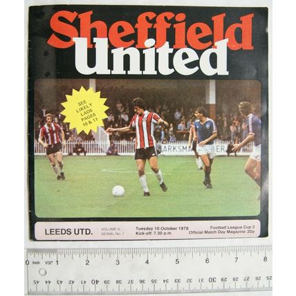 1978 programme Sheffield United v. Leeds United, League Cup Round 3
