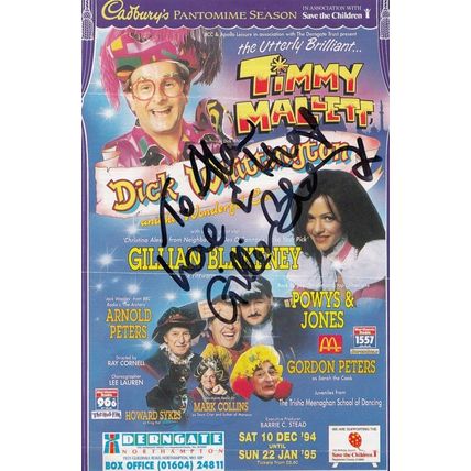 Gillian Blakeney with Timmy Mallett Dick Whittington Hand Signed Theatre Flyer