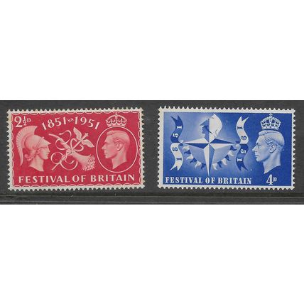 GREAT BRITAIN 1951 GEORGE VI FESTIVAL OF BRITAIN SG 513 - 514 SET 2 U/M MINT #6
