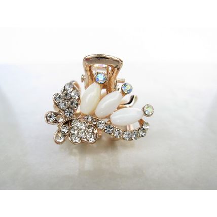 Small pearl and crystal butterfly gold hair claw clip bridal clip bridal