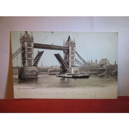 TOWER BRIDGE, LONDON antique used postcard 1905 pm #