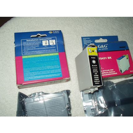 G&G LOT OF 2 NE-T0431 BK INK CARTRIDGES 4 EPSON STYLUS C86/C84/CX3600,6400,6500