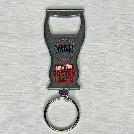 Samuel Adams Boston Lager Advertising Silvertone Bottle Opener Backpack Clip or