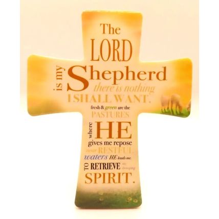 Cross Plaque The Lord is My Shepherd Wall Freestanding 14 cm Christianity Gift