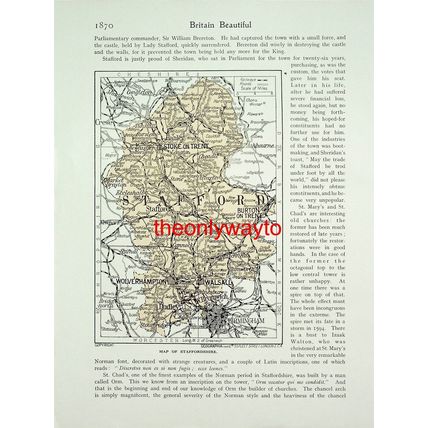 Drayton Manor, Staffs, England (Staffordshire Map on Reverse), Book Illustration