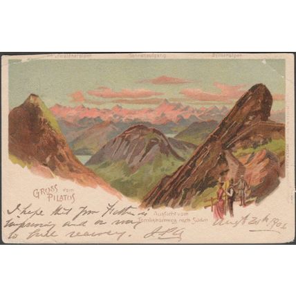 Gruss vom Pilatus, Aussicht vom Tomlishornweg nach Süden, 1906 - Frey & Sohne AK