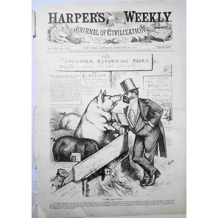 A Jewel Among Swine, by Thomas Nast. Harper's Weekly February 24, 1877