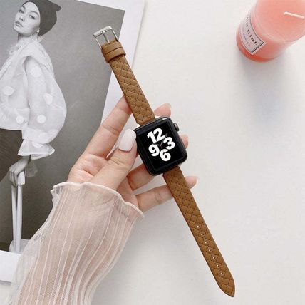 Checkered Leather Replacement Strap Watchband For Apple Watch Series, 7 41mm/6&S