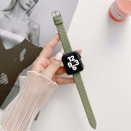 Checkered Leather Replacement Strap Watchband For Apple Watch Series, 7 41mm/6&S