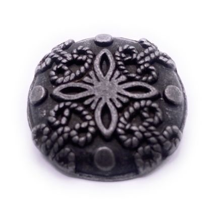 23mm Zinc Alloy Metal Sewing Shank Buttons Round Antique Silver Flower Carved
