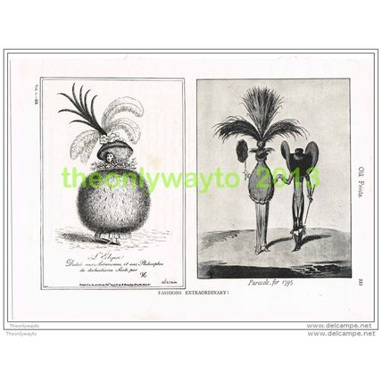 EXTRAORDINARY FASHIONS , VICTORIAN HUMOUR, Book Illustration c1895