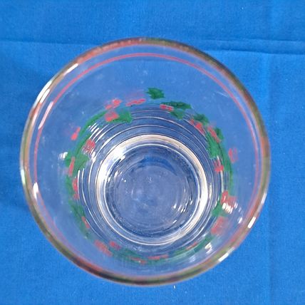 LIBBEY Christmas HOLLY BERRY 15 oz Glass TUMBLER Cooler Water Drink Highball